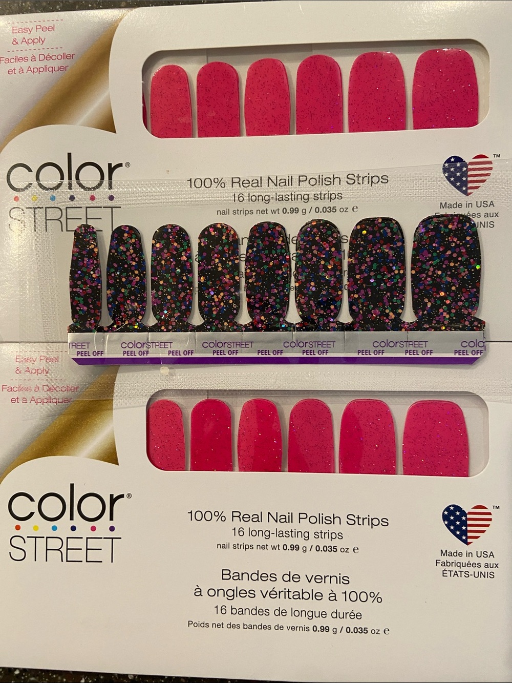 Color Street Pink & Multicolor Confetti Glitter Nail Strip Sets